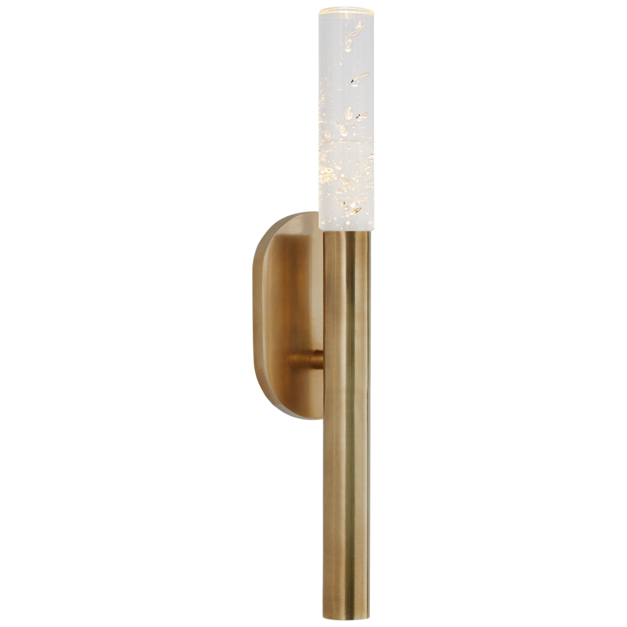 Kelly Wearstler Rousseau Small Bath Sconce in Antique-Burnished Brass with Seeded Glass