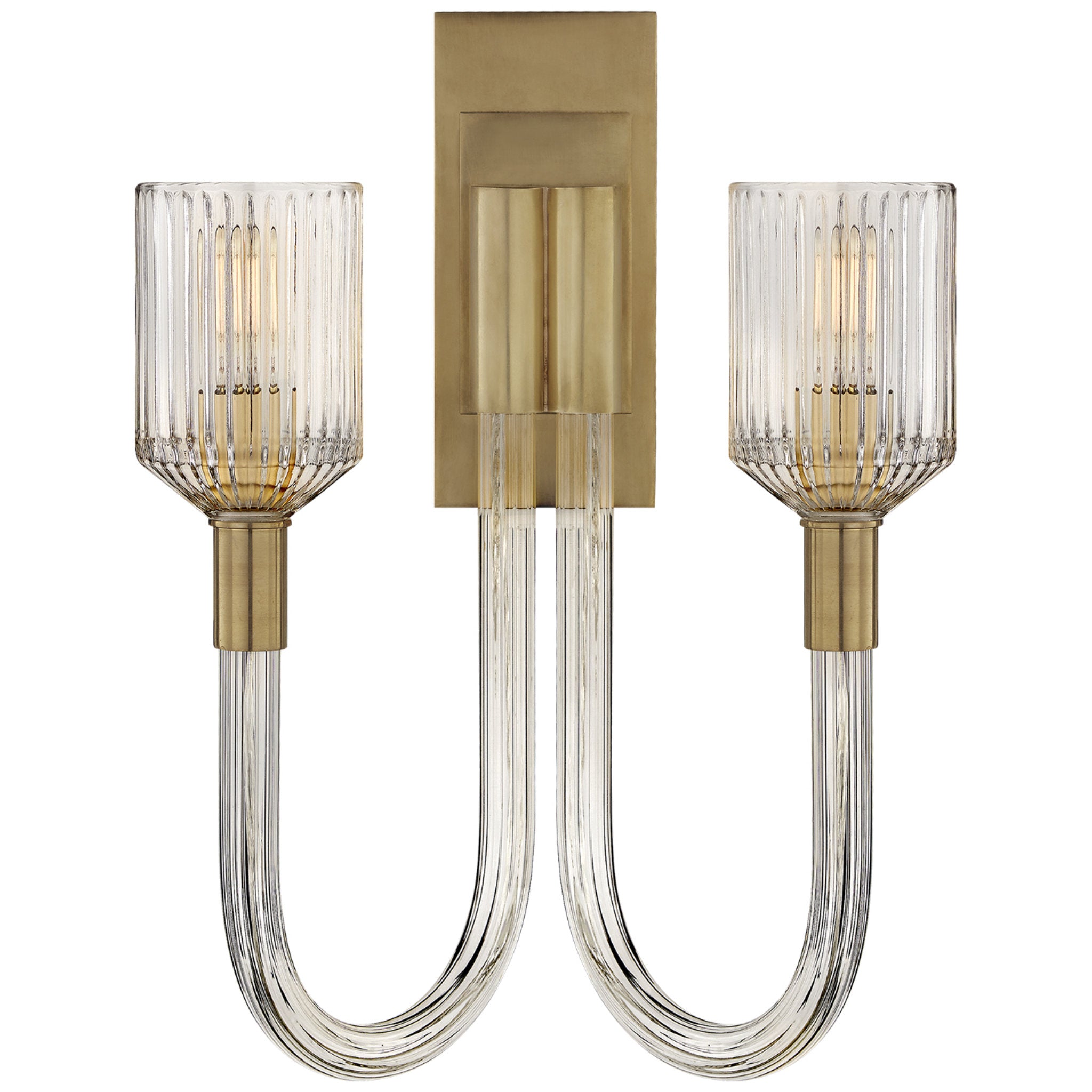 Kelly Wearstler Reverie Double Sconce In Clear Ribbed Glass And Antiqu   Kw2404crbab 285fb086 251c 42b9 9821 64ab8ec5dc20 