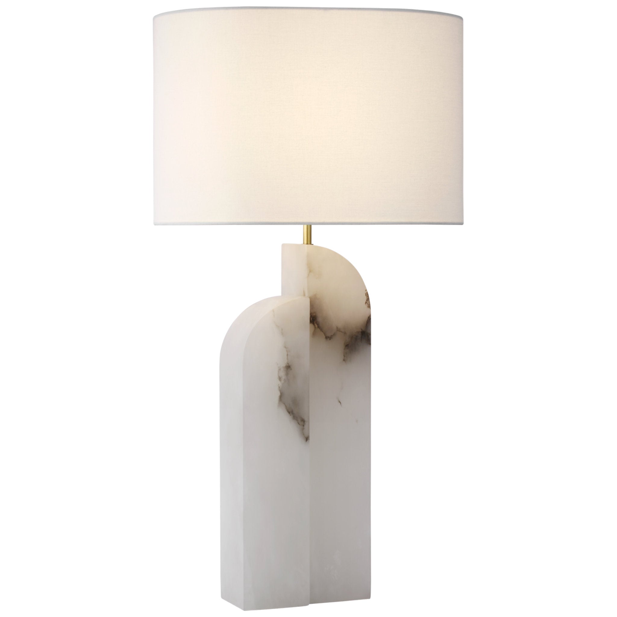 Kelly Wearstler Savoye Large Left Table Lamp in Alabaster with Linen Shade