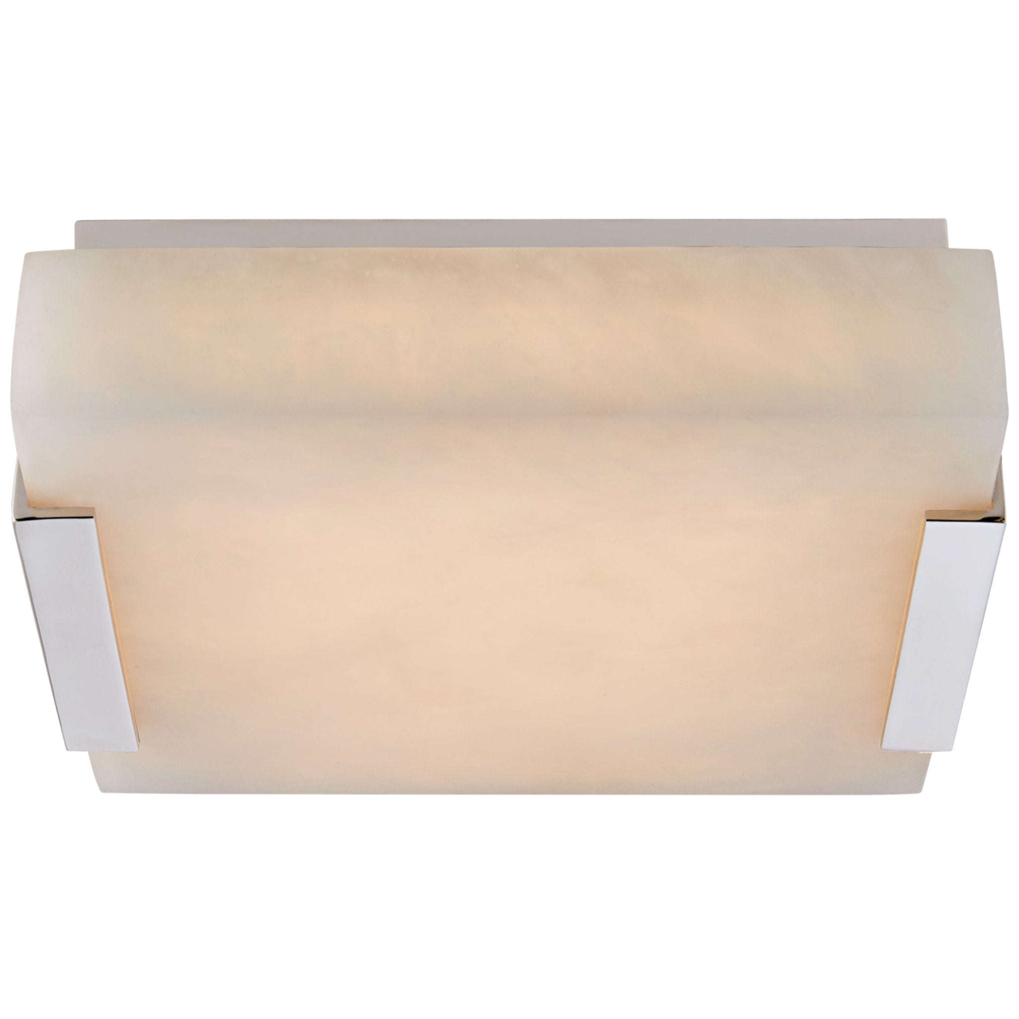 Kelly Wearstler Covet Small Flush Mount in Polished Nickel with Alabaster Ceiling Light W8.25" x H2.25"