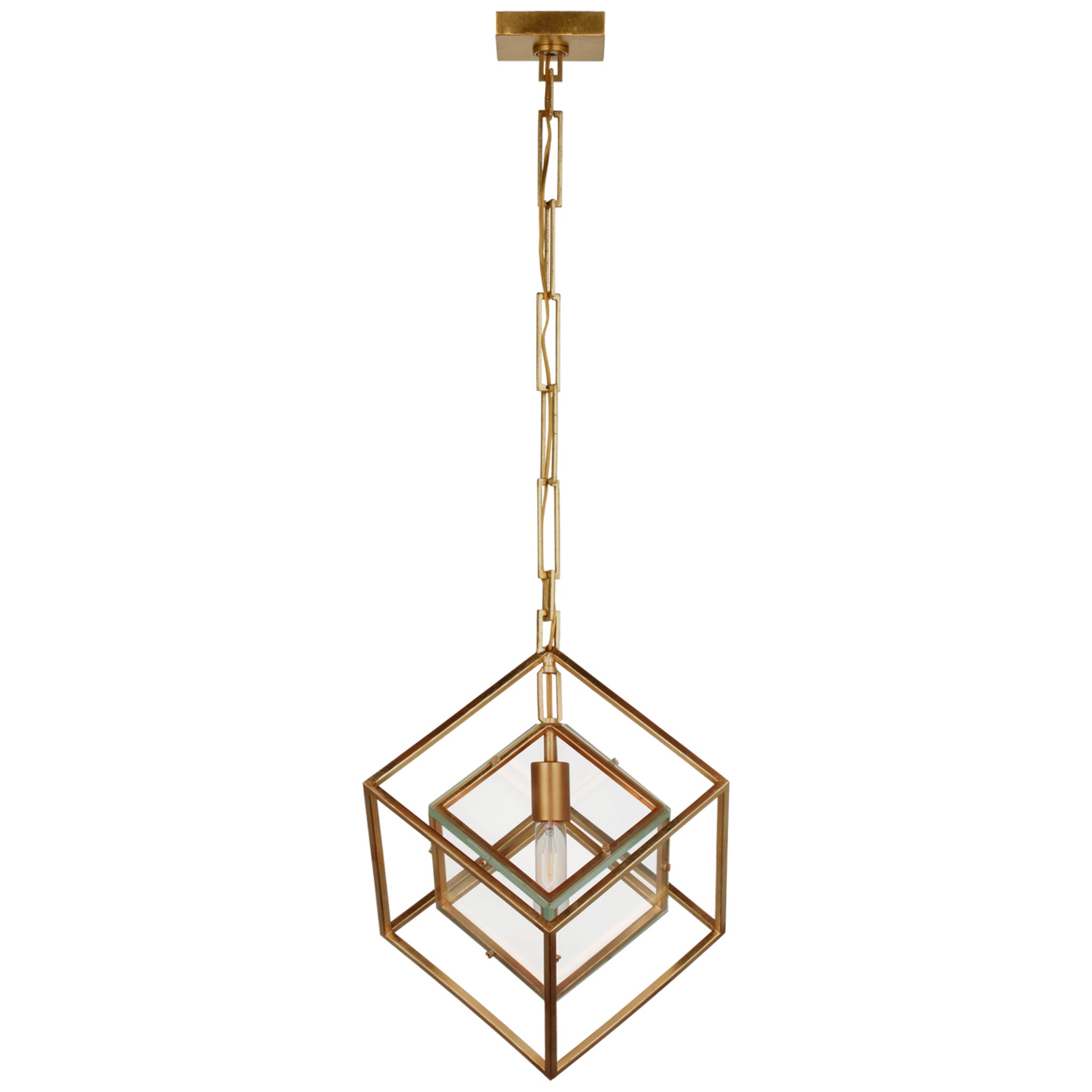 Kelly Wearstler Cubed Medium Pendant in Gild with Clear Glass