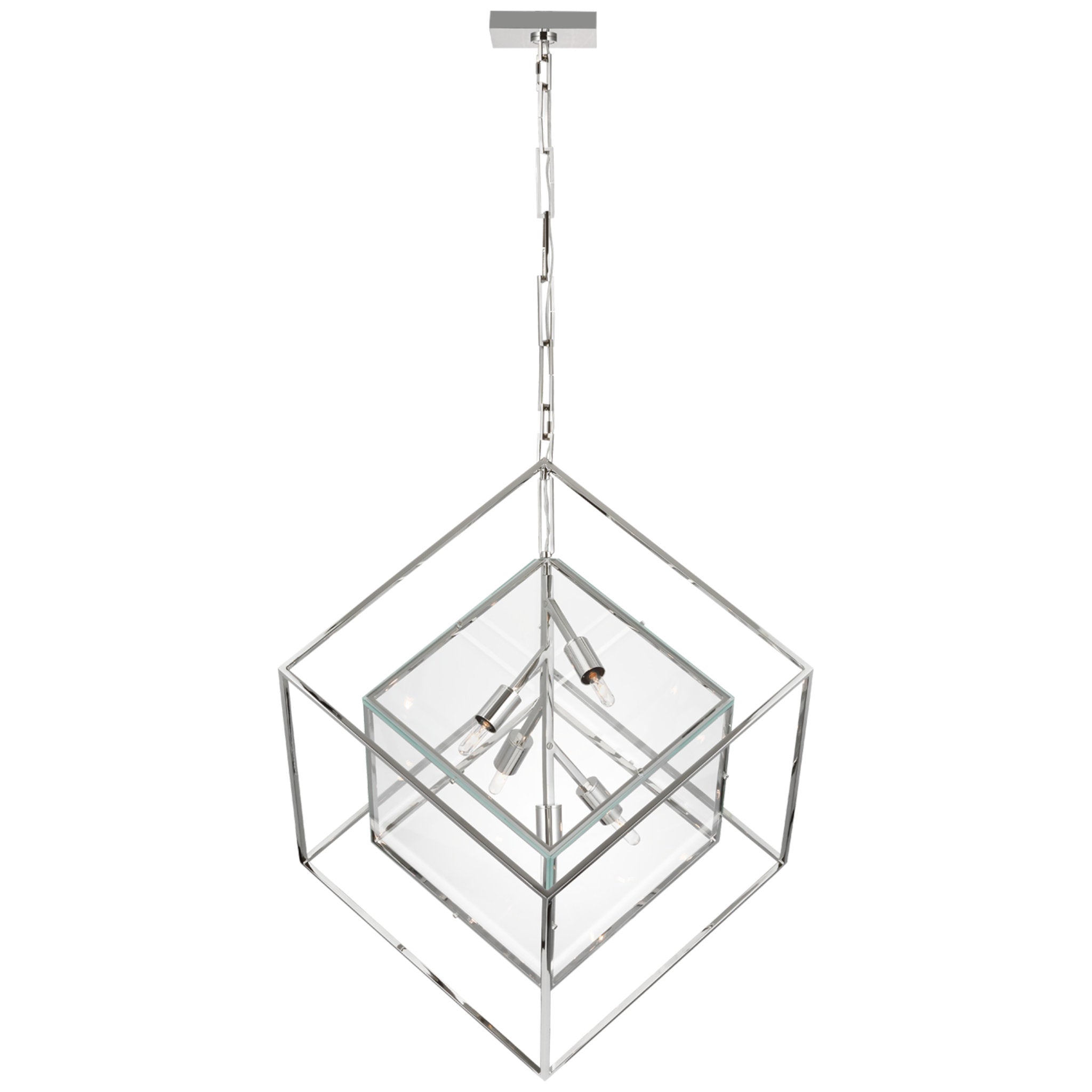 Kelly Wearstler Cubed X-Large Pendant in Polished Nickel with Clear Glass