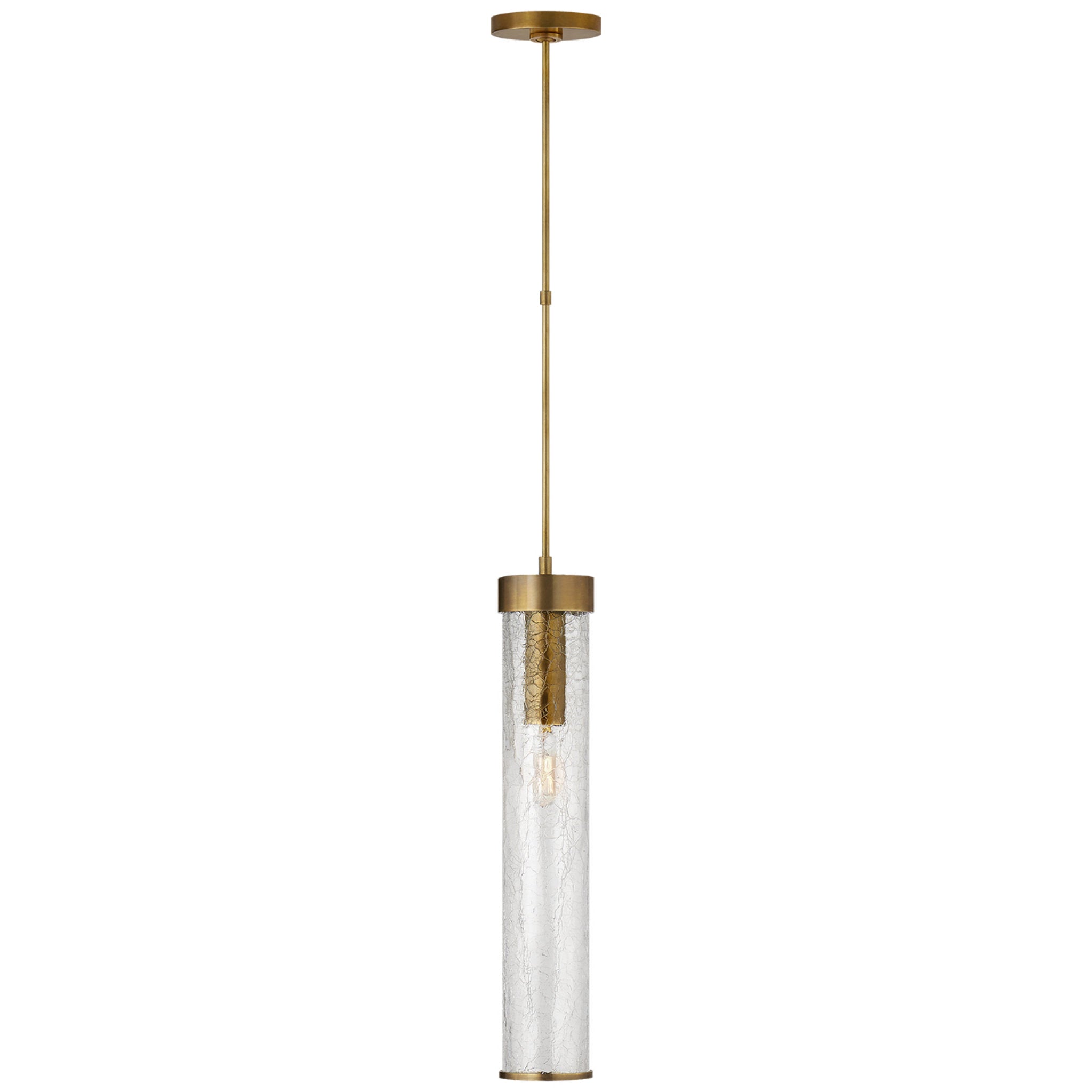 Kelly Wearstler Liaison Long Pendant in Antique-Burnished Brass with Crackle Glass