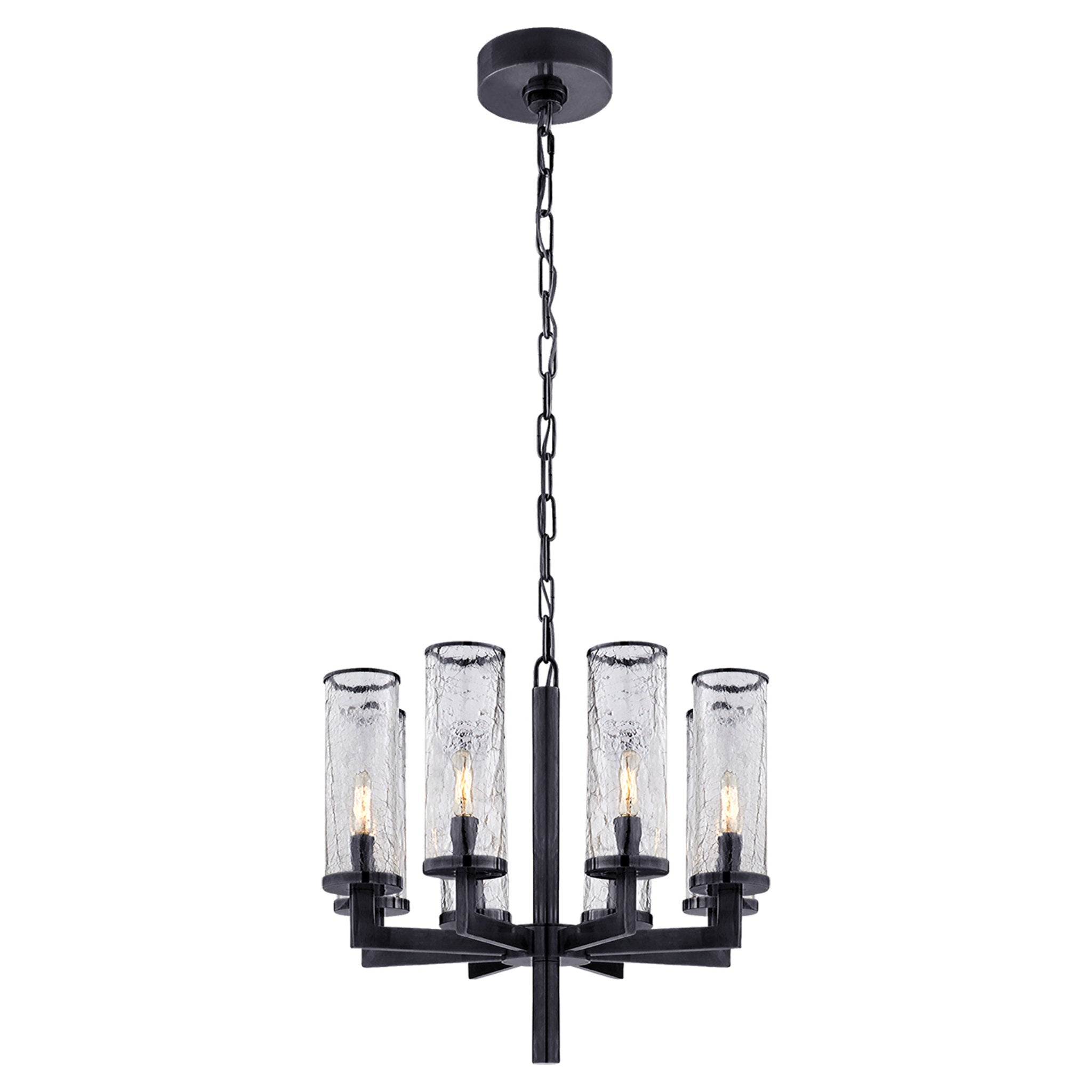 Kelly Wearstler Liaison Single Tier Chandelier in Bronze with Crackle Glass