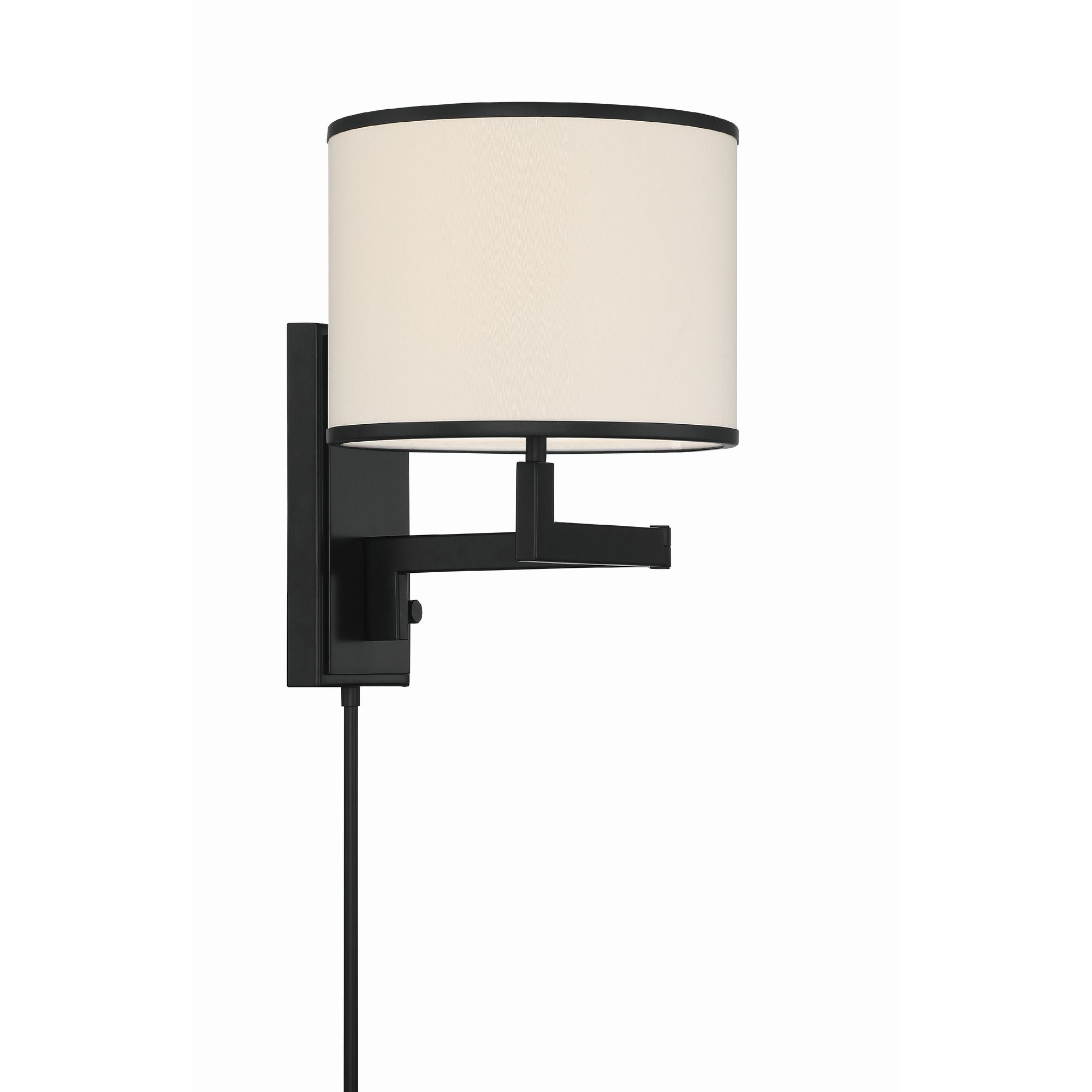 Madison 1 Light Matte Black Task Sconce Silk Shade 10"W x 13"H x 21.25"D