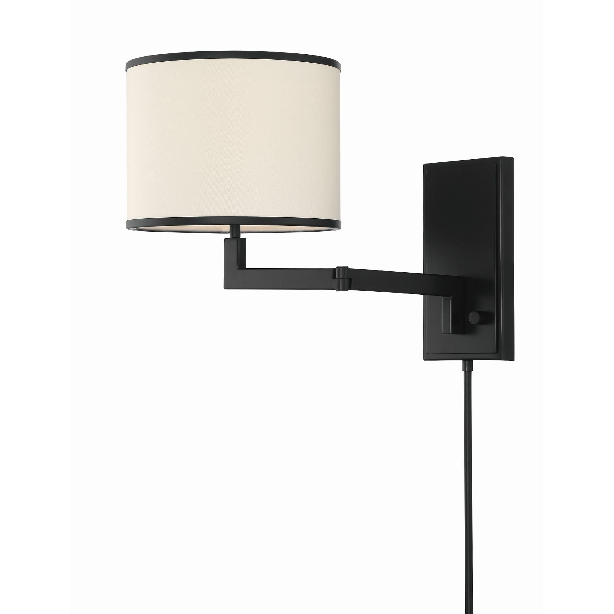 Madison 1 Light Matte Black Task Sconce Silk Shade 10"W x 13"H x 21.25"D