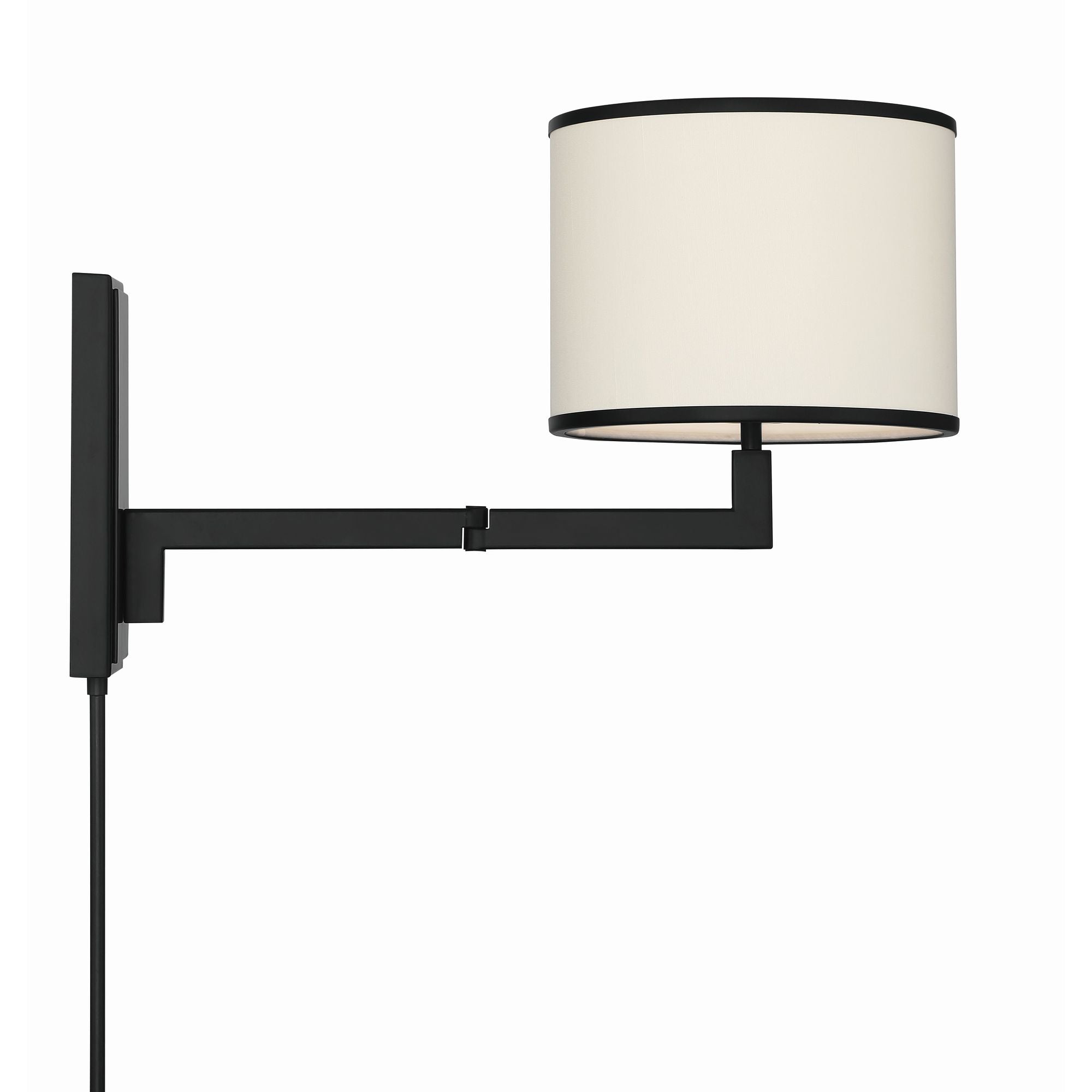 Madison 1 Light Matte Black Task Sconce Silk Shade 10"W x 13"H x 21.25"D