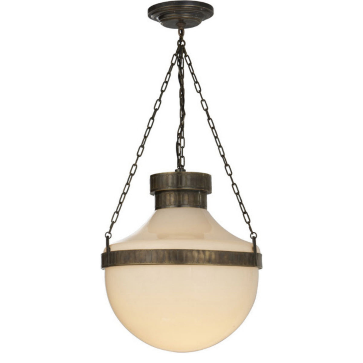 Visual Comfort Modern Schoolhouse Lantern Antique Brass with Verde MS 5030ABV-WG
