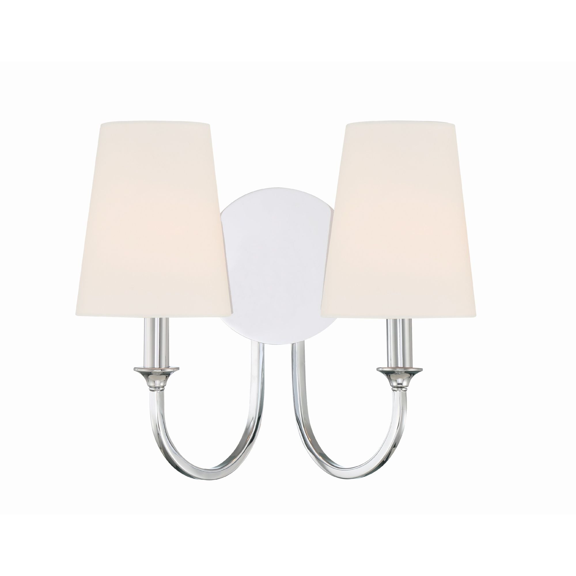 Payton 2 Light Polished Chrome Sconce Silk Shade 13.5"W x 11.75"H x 6"D