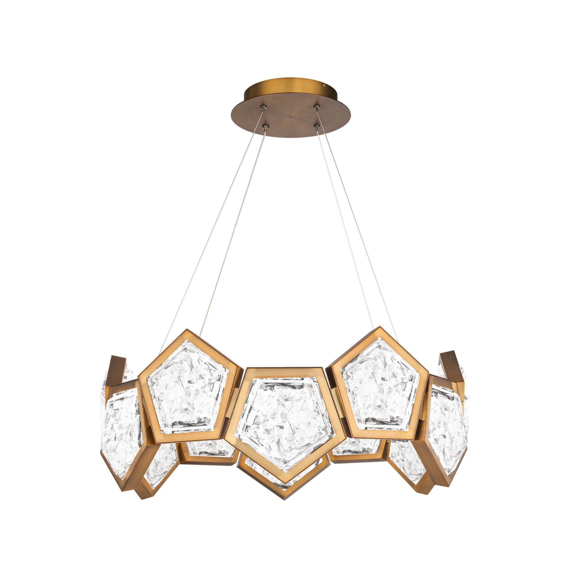Starlight Starbright 26in LED Round Chandelier 3000K with Crushed Crystal  in Aged Brass