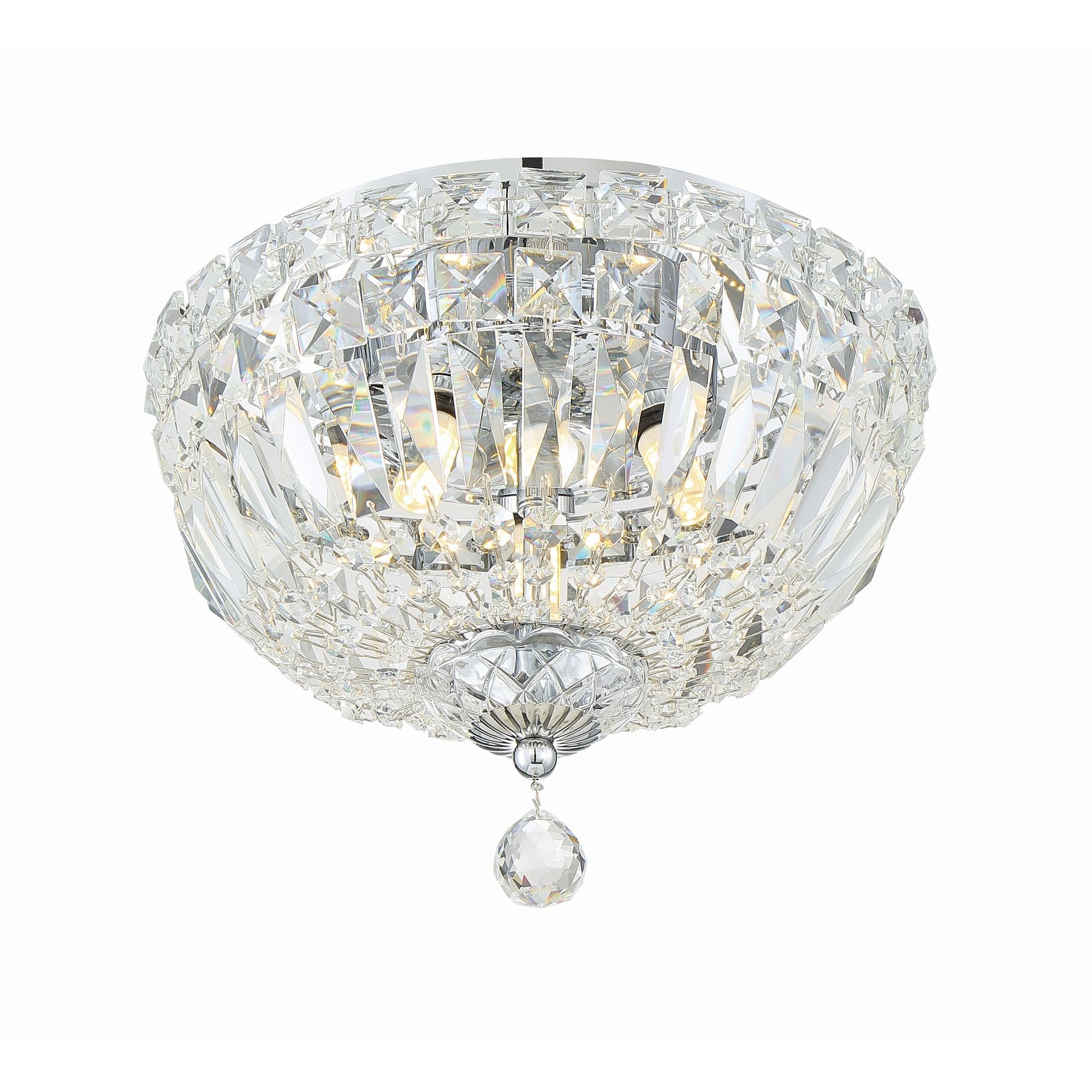 Roslyn 3 Light Polished Chrome Flush Mount Hand Cut Crystal 10"W x 8"H x 10"D