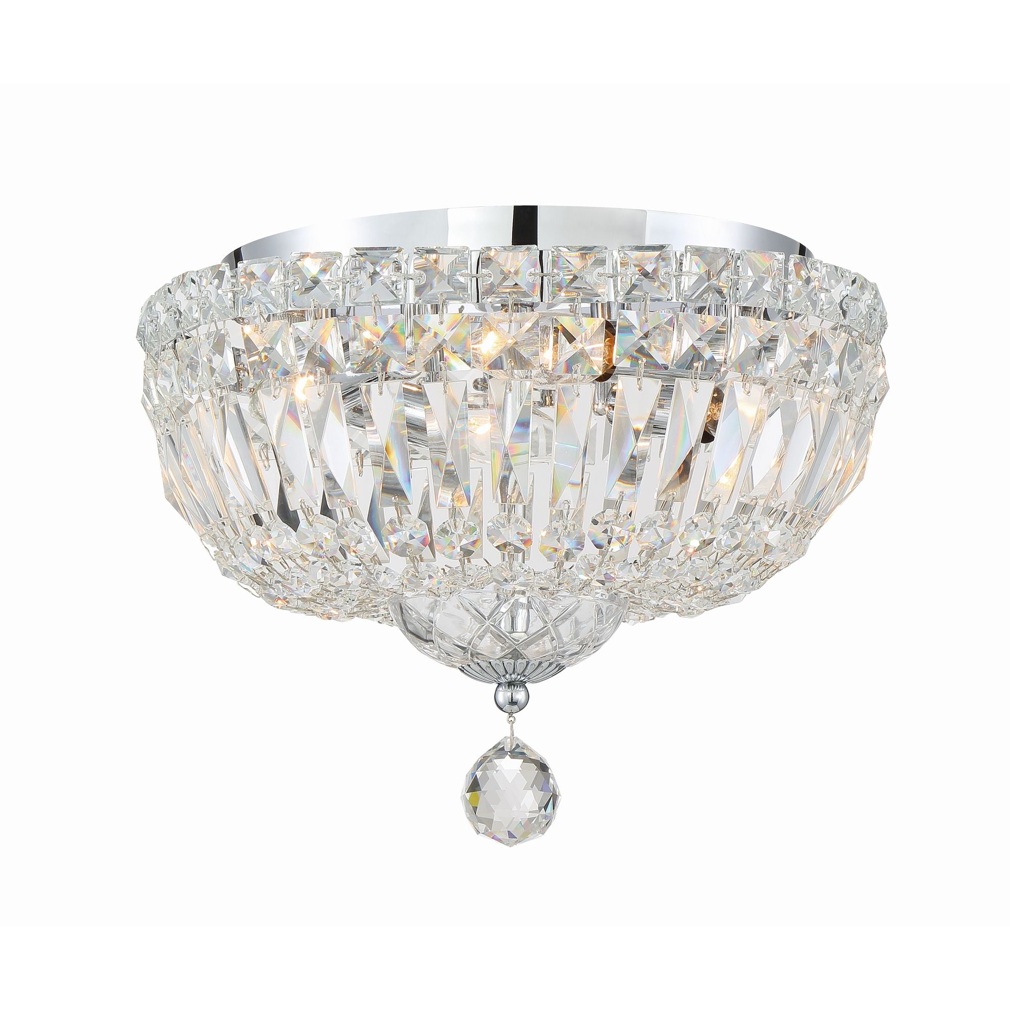 Roslyn 3 Light Polished Chrome Flush Mount Hand Cut Crystal 10"W x 8"H x 10"D