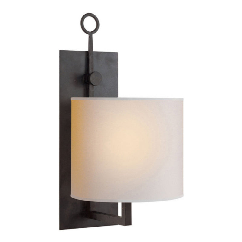 Ian K. Fowler Aspen Iron Wall Lamp in Black Rust with Natural