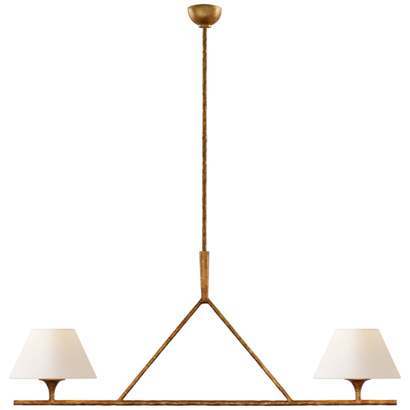 Ian K. Fowler Cesta Large Linear Chandelier in Gilded Iron with