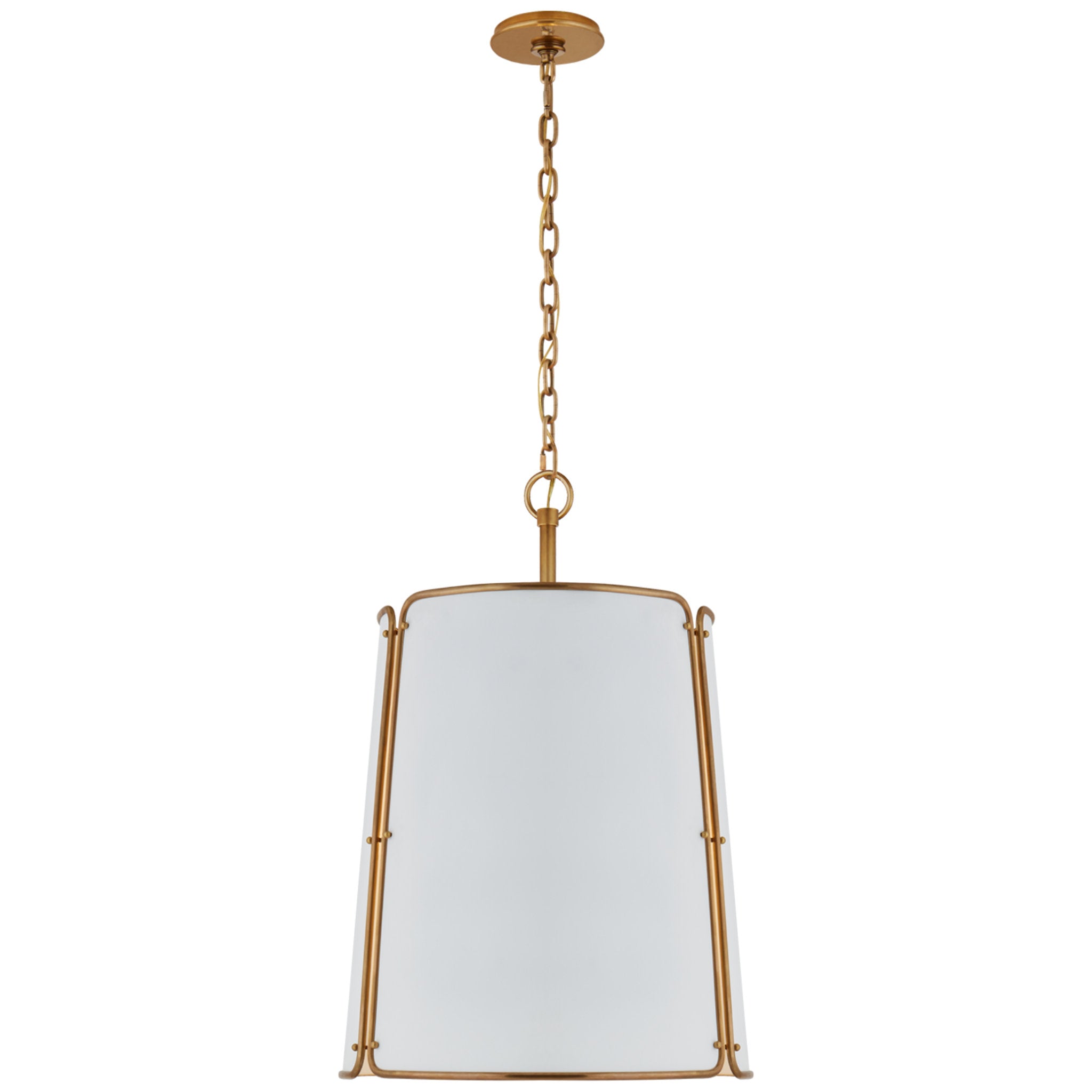 Carrier and Company Hastings Large Pendant in Hand-Rubbed Antique Brass with White Shade