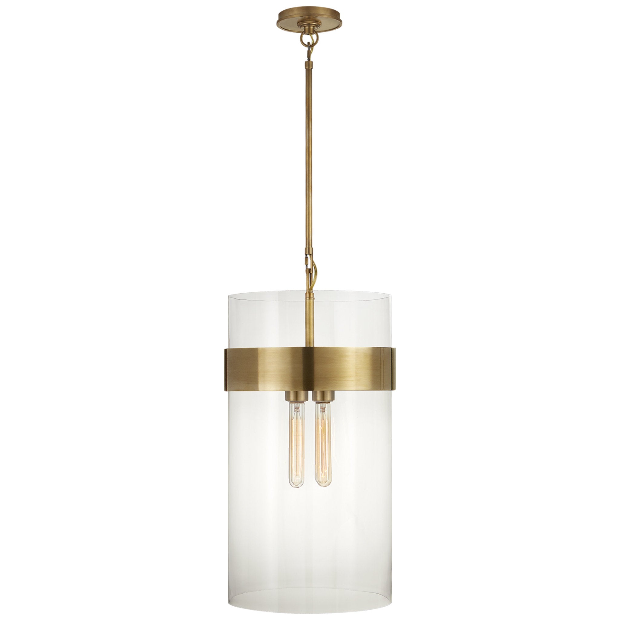 Ian K. Fowler Presidio Medium Pendant in Hand-Rubbed Antique Brass with Clear Glass Ceiling Light W12.5"