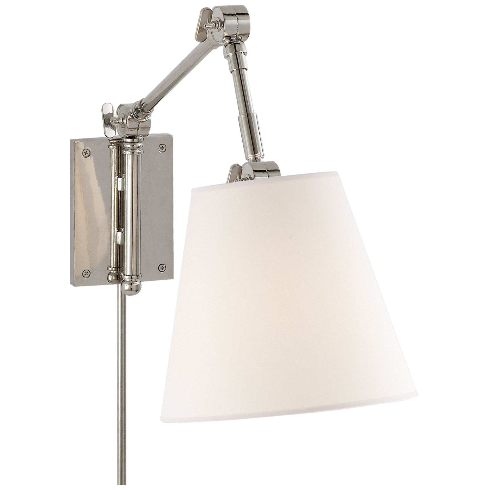 Suzanne Kasler Graves Pivoting Sconce in Polished Nickel with Linen Shade Wall Light W8" x H16.5"