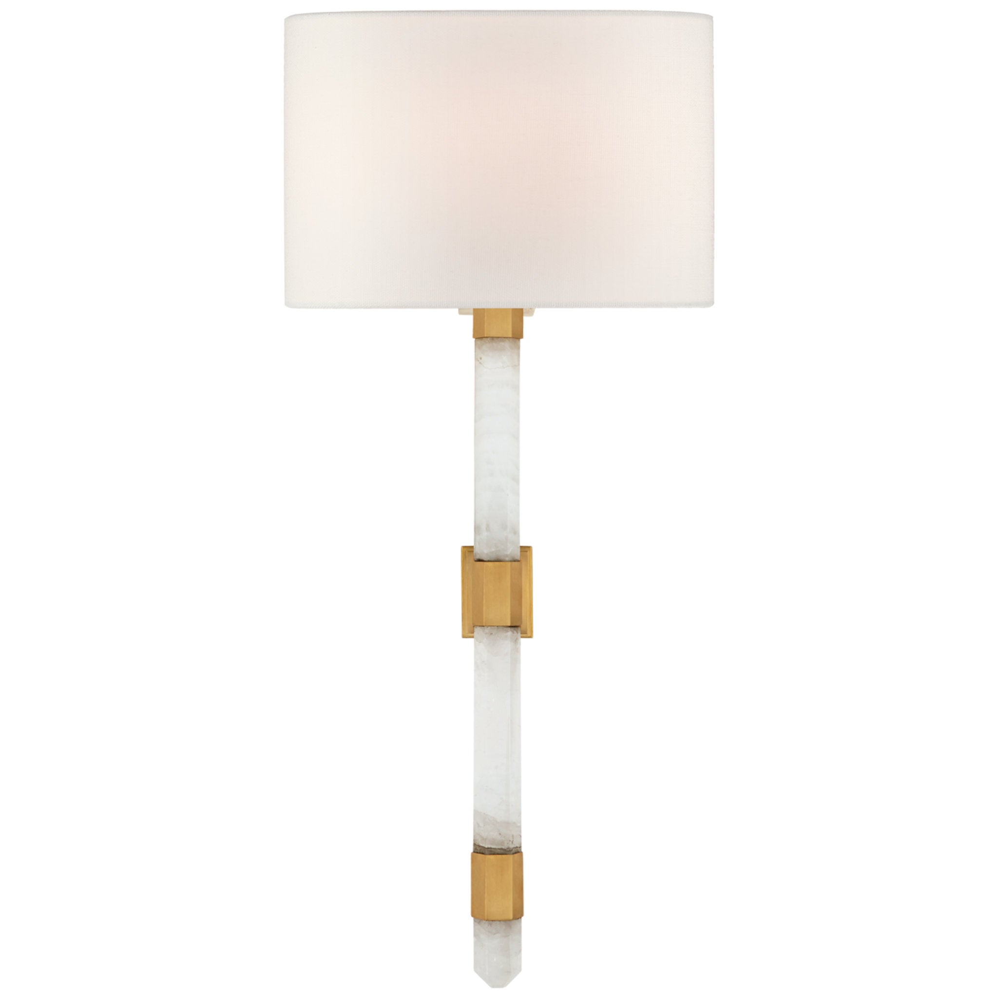 Suzanne Kasler Adaline Medium Tail Sconce in Antique-Burnished Brass and Quartz with Linen Shade