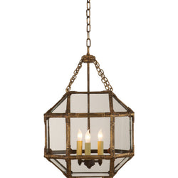 Visual Comfort Morris Small Lantern, Gilded Iron / Clear Glass