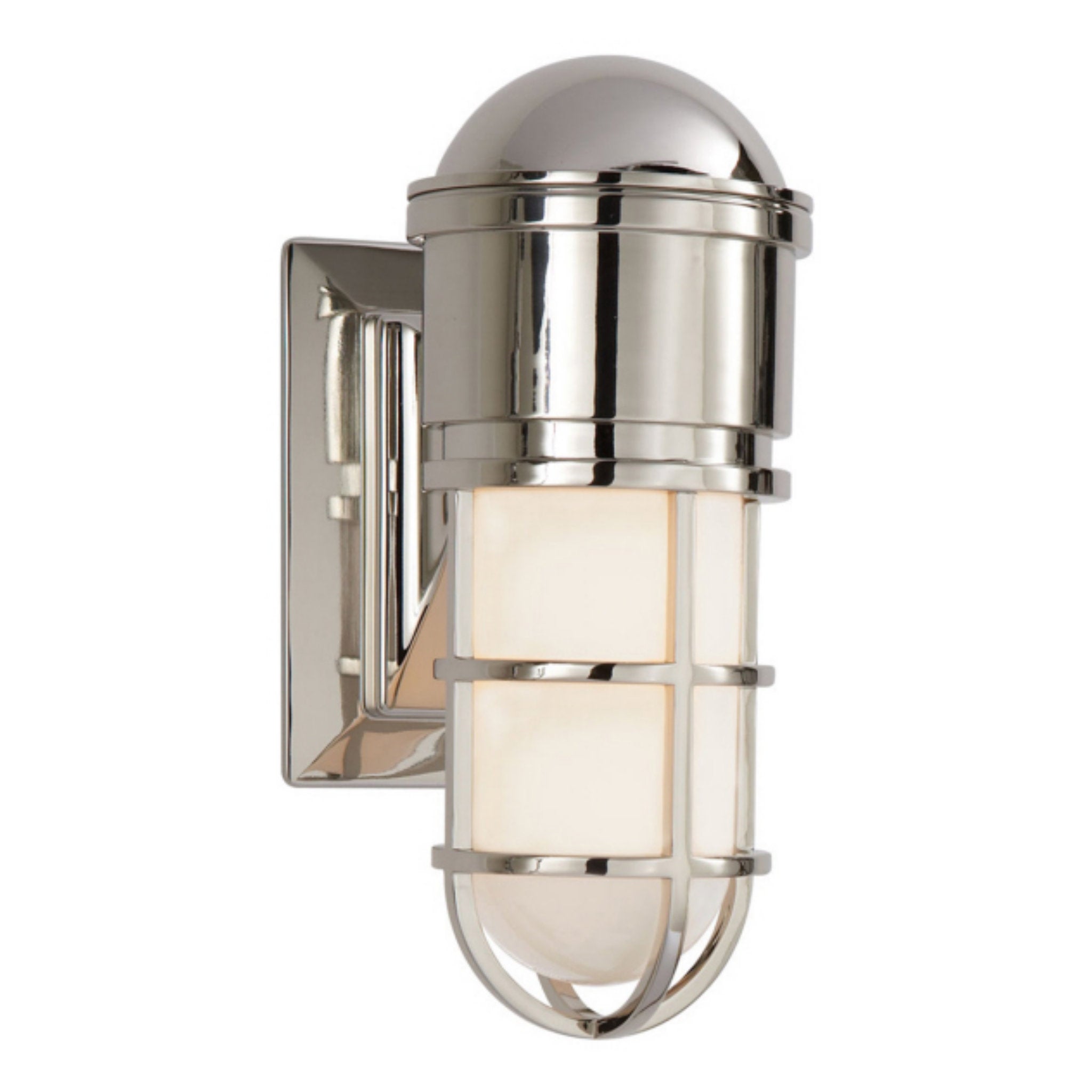 Chapman & Myers Marine Wall Light in Polished Nickel with White Glass W4.5" x H10.5"