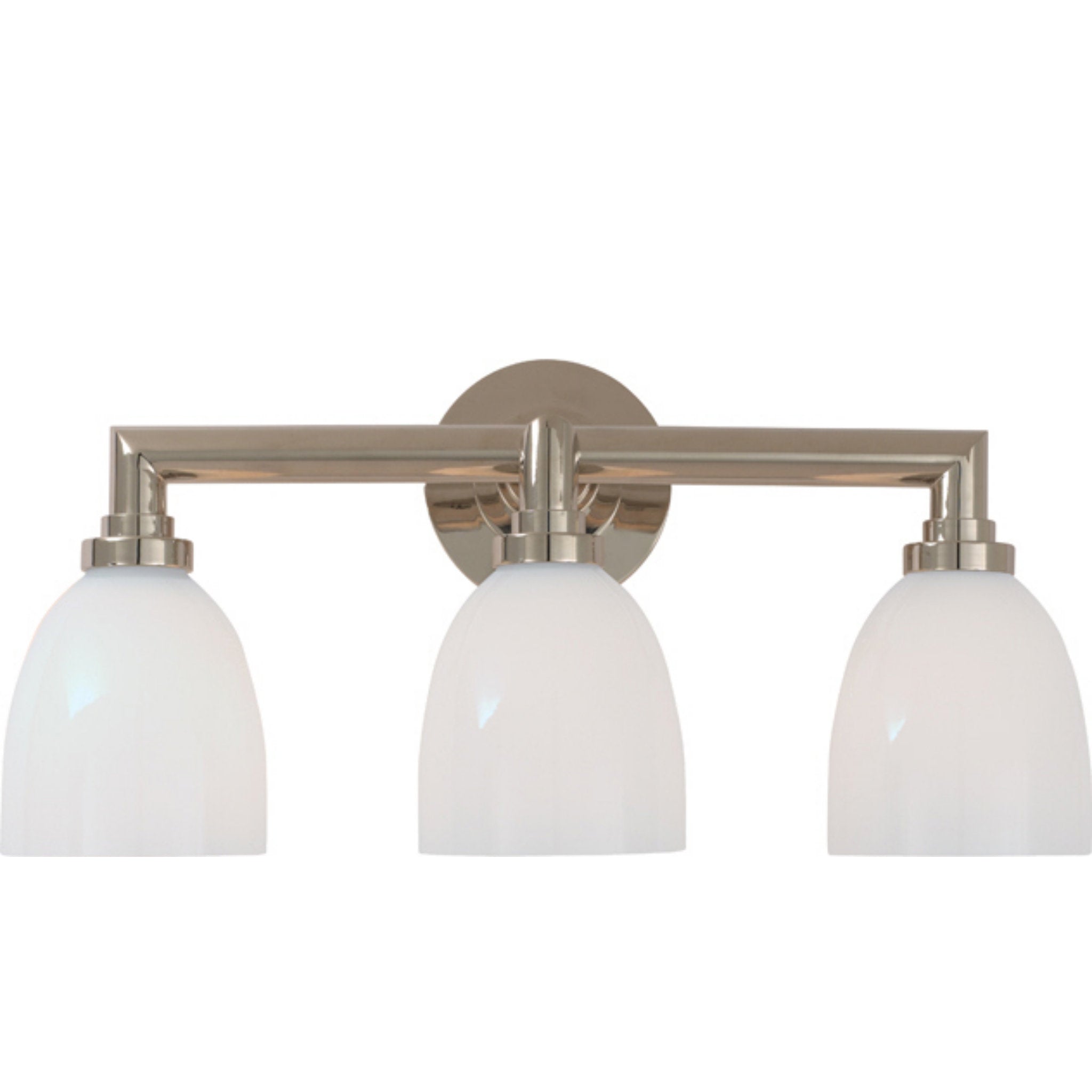 Chapman & Myers Wilton Triple Bath Light in Chrome with White Glass