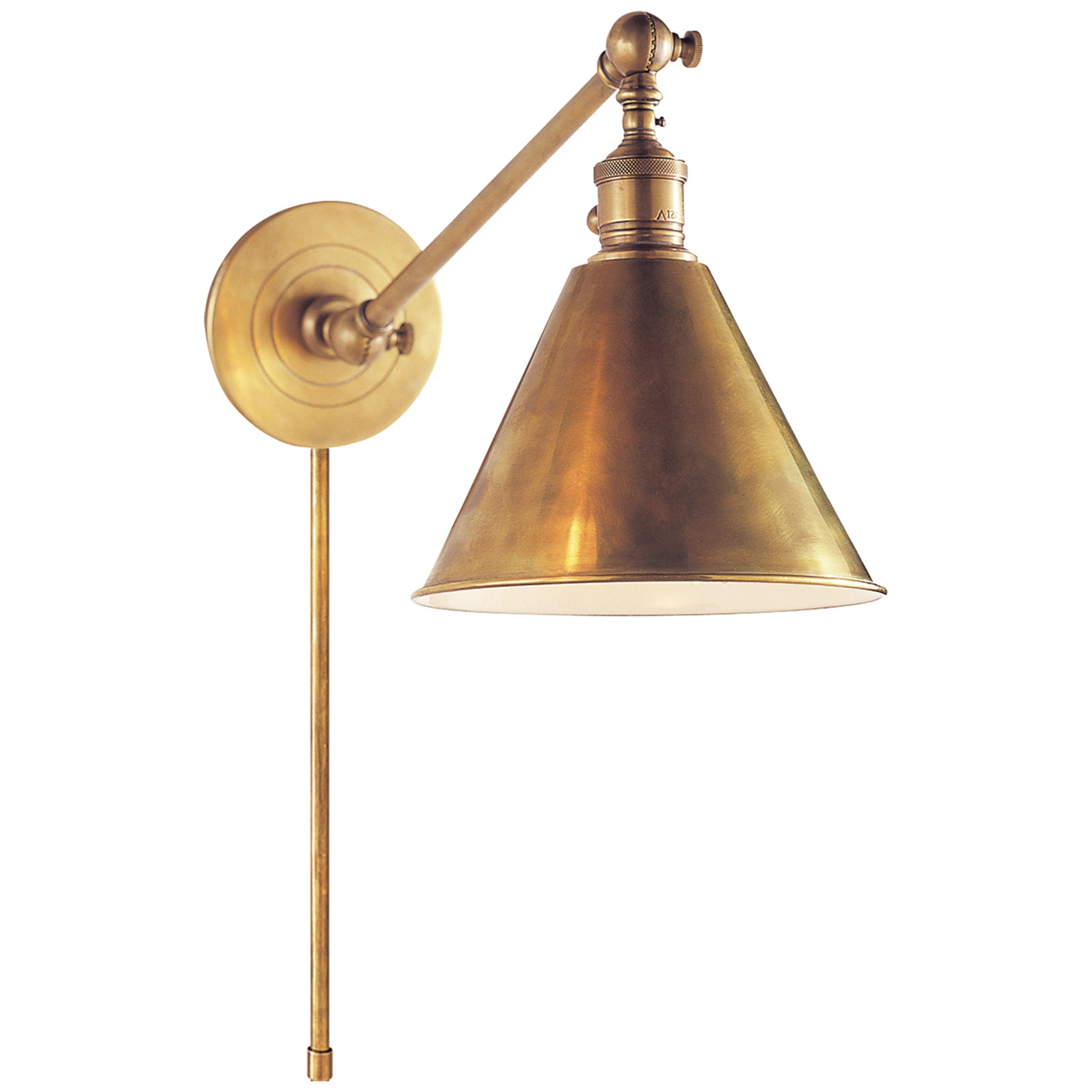 Chapman & Myers Boston Functional Single Arm Library Light in Hand-Rubbed  Antique Brass Wall Light W7.25