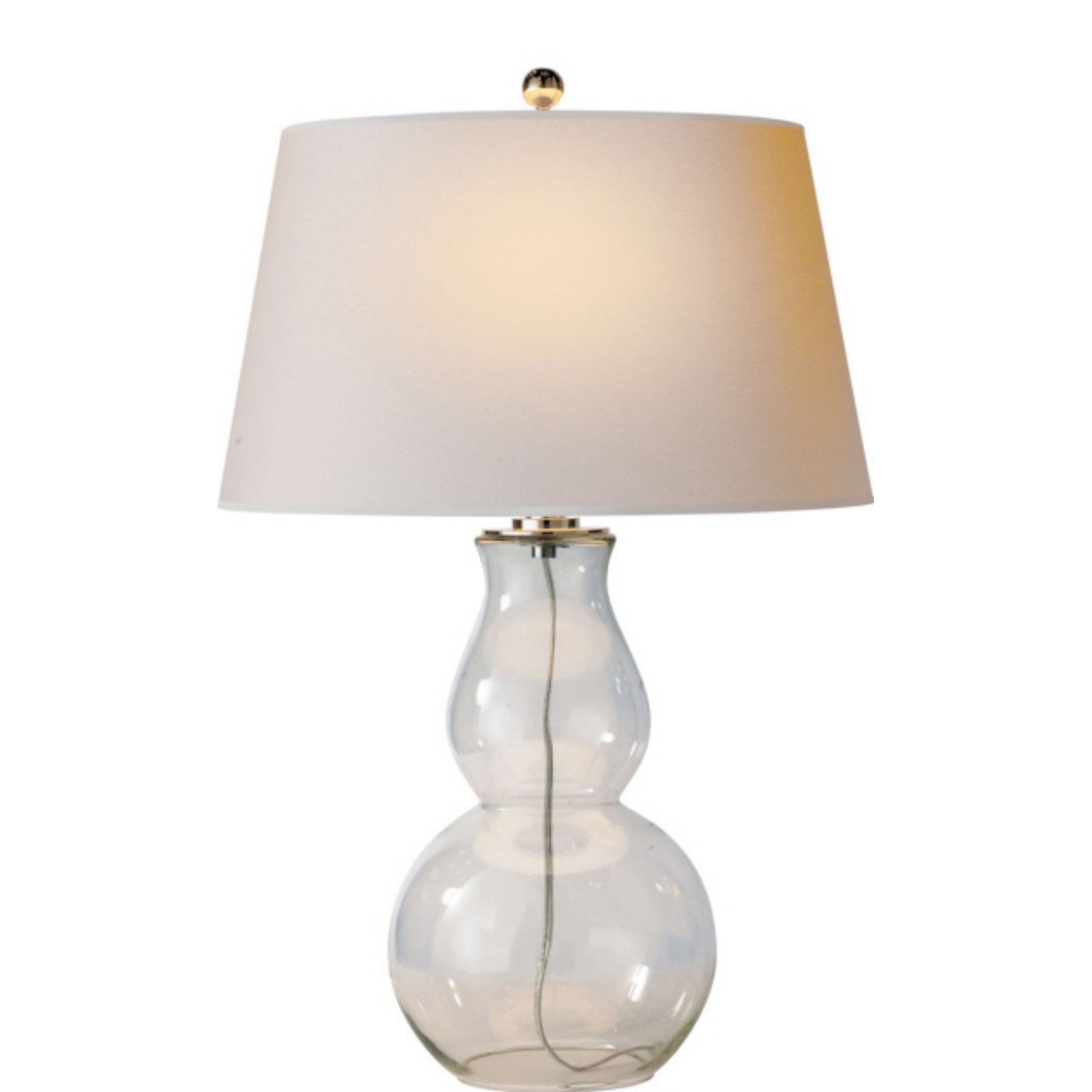 Chapman & Myers Open Bottom Gourd Table Lamp in Clear Glass with Natural Paper Shade