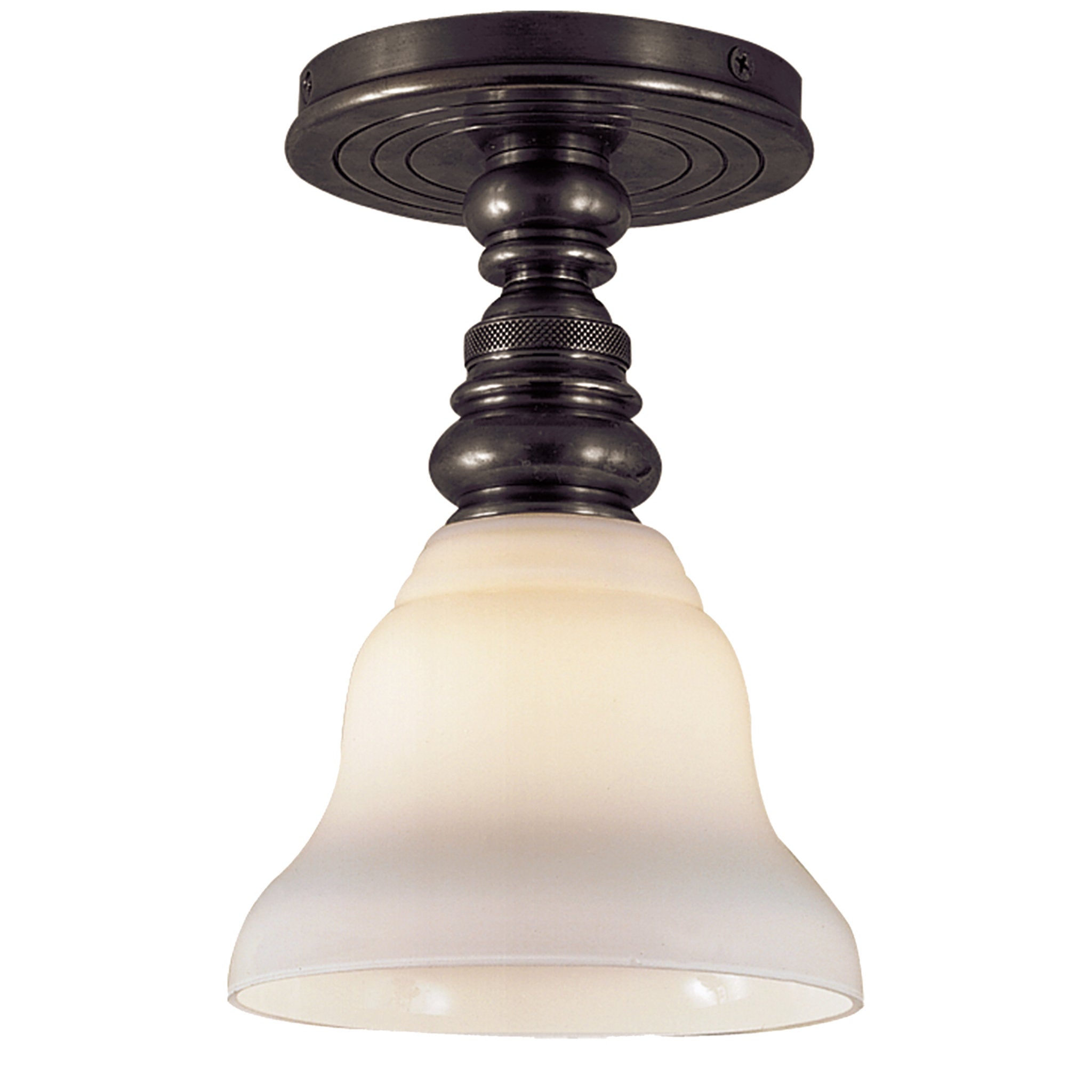 Chapman & Myers Boston Single Flush Mount in Bronze with SLEG Shade