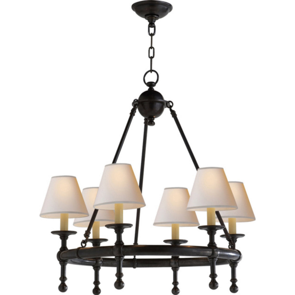Chapman & Myers Classic Mini Ring Chandelier in Bronze with Natural Pa –  Foundry Lighting
