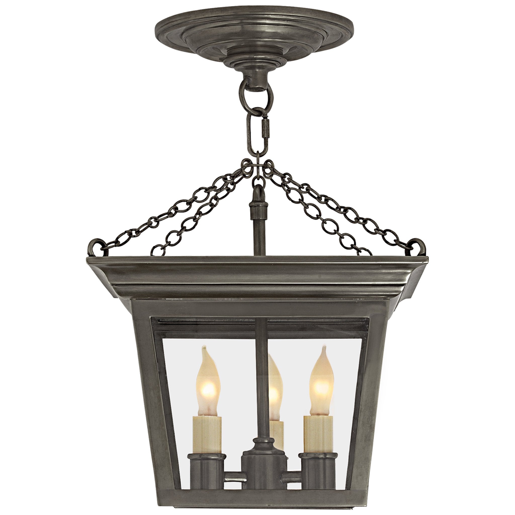 Chapman & Myers Cornice Semi-Flush Lantern in Bronze