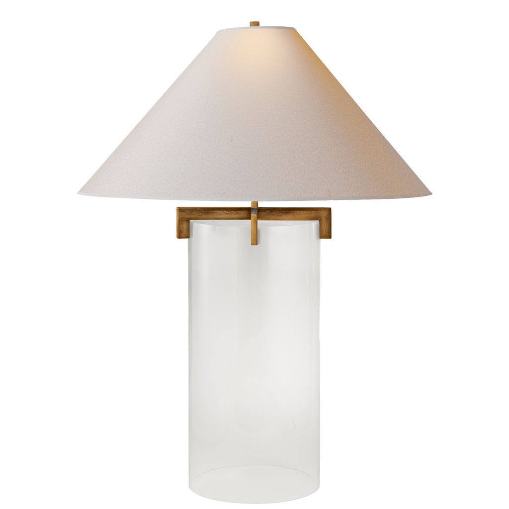 J. Randall Powers Brooks Table Lamp in Crystal and Gilded Iron with Natural  Paper Shade