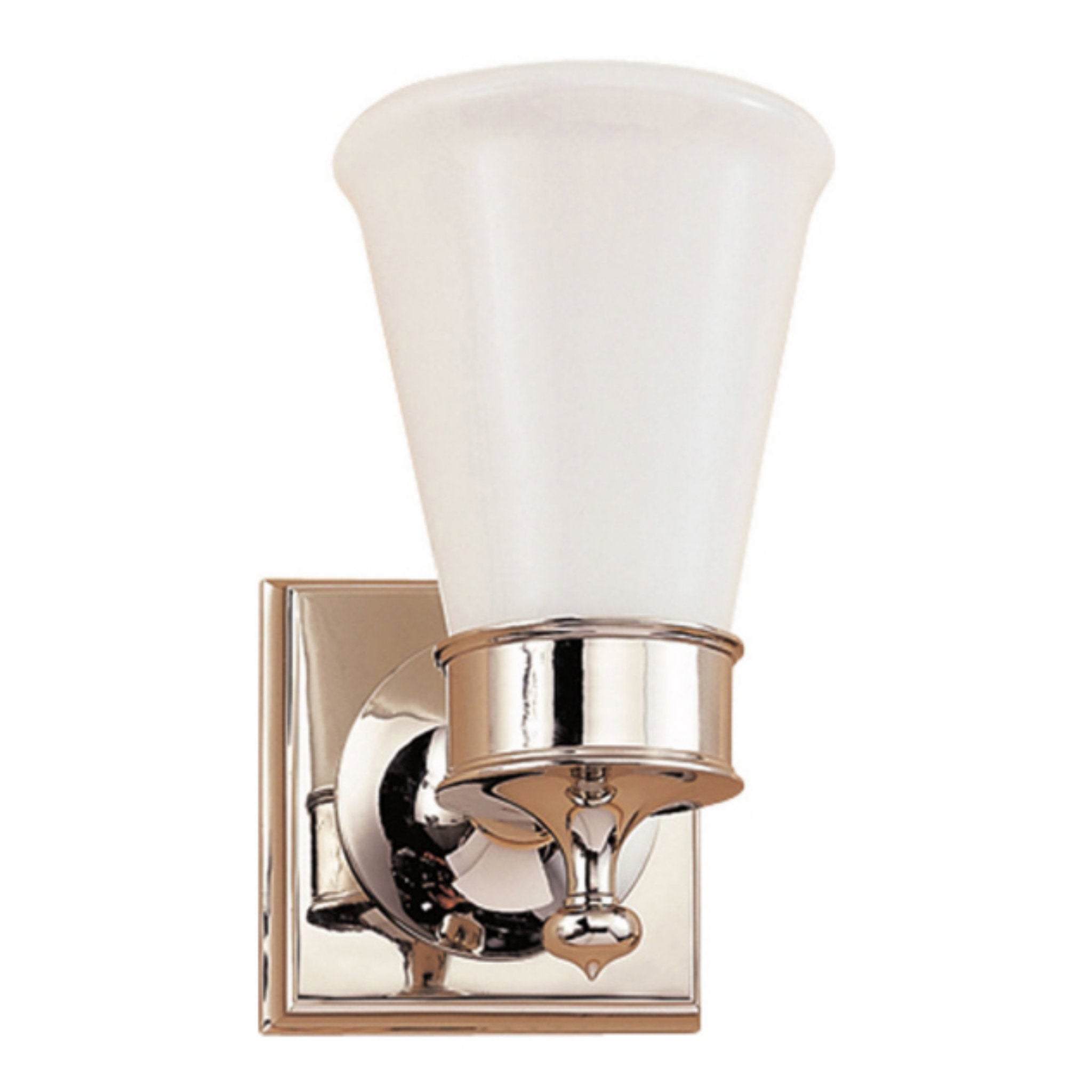 Visual Comfort Siena Single Sconce in Polished Nickel with White Glass