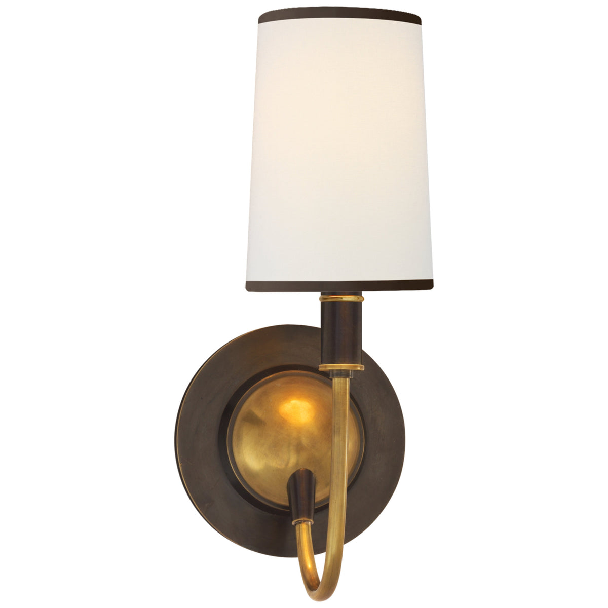 TOB2290BZHABL by Visual Comfort - Osiris Single Reflector Sconce in Bronze  and Hand-Rubbed Antique Brass with Linen Diffuser