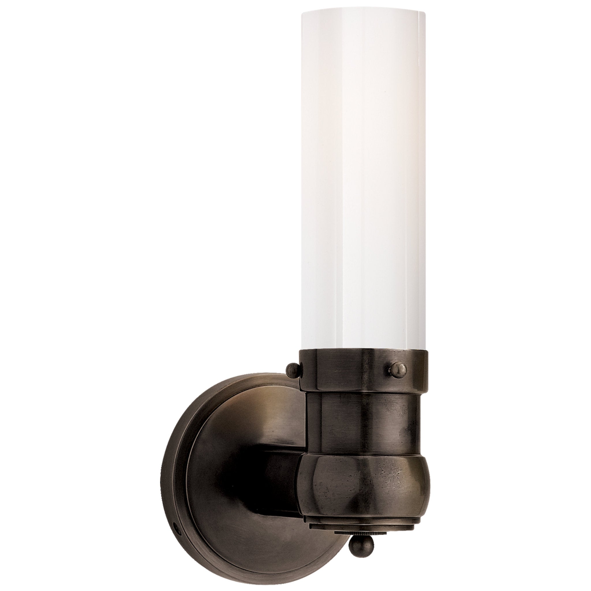 Thomas O'Brien Graydon Single Bath Light in Bronze with White Glass