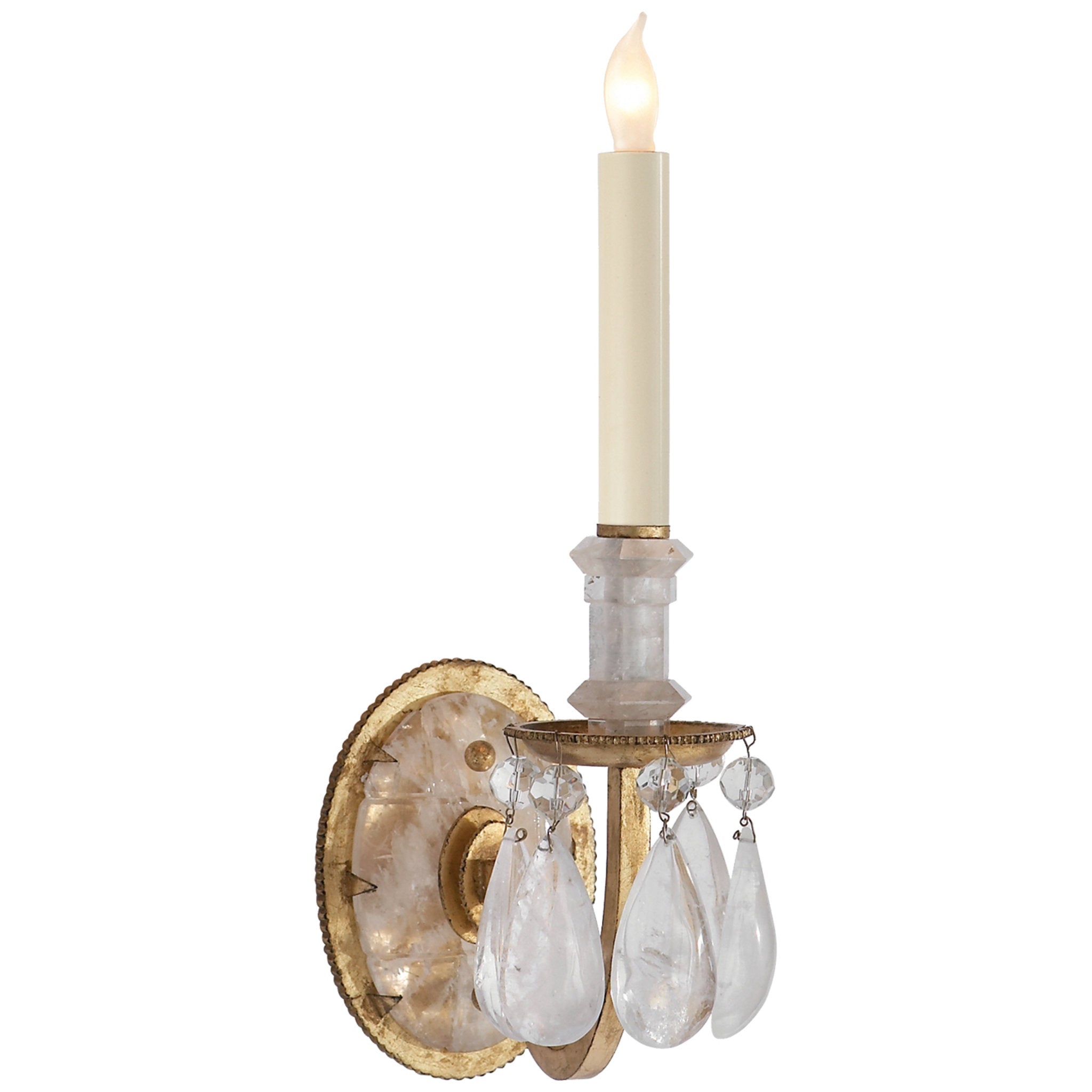 Thomas O'Brien Elizabeth Single Sconce in Gilded Iron with Quartz