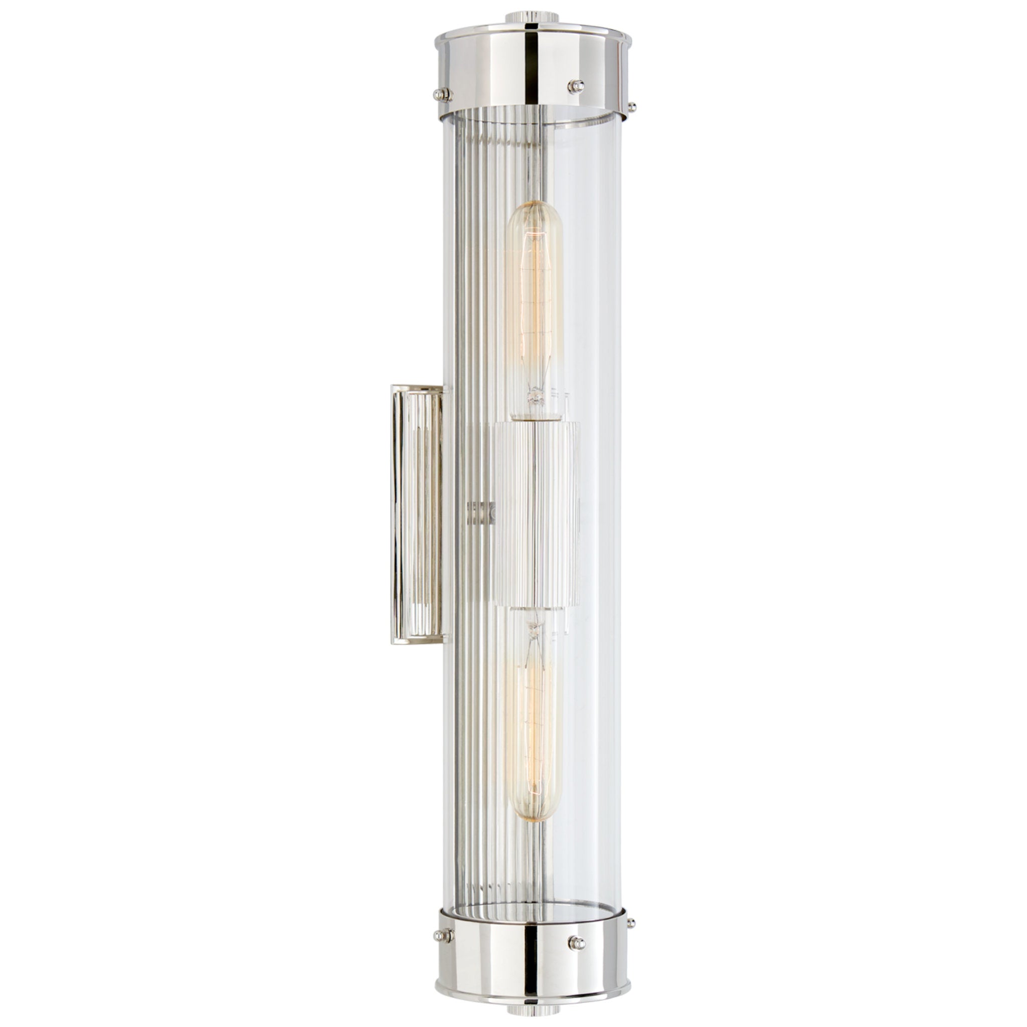 Thomas O'Brien Marais Linear Bath Sconce in Polished Nickel with Clear Glass