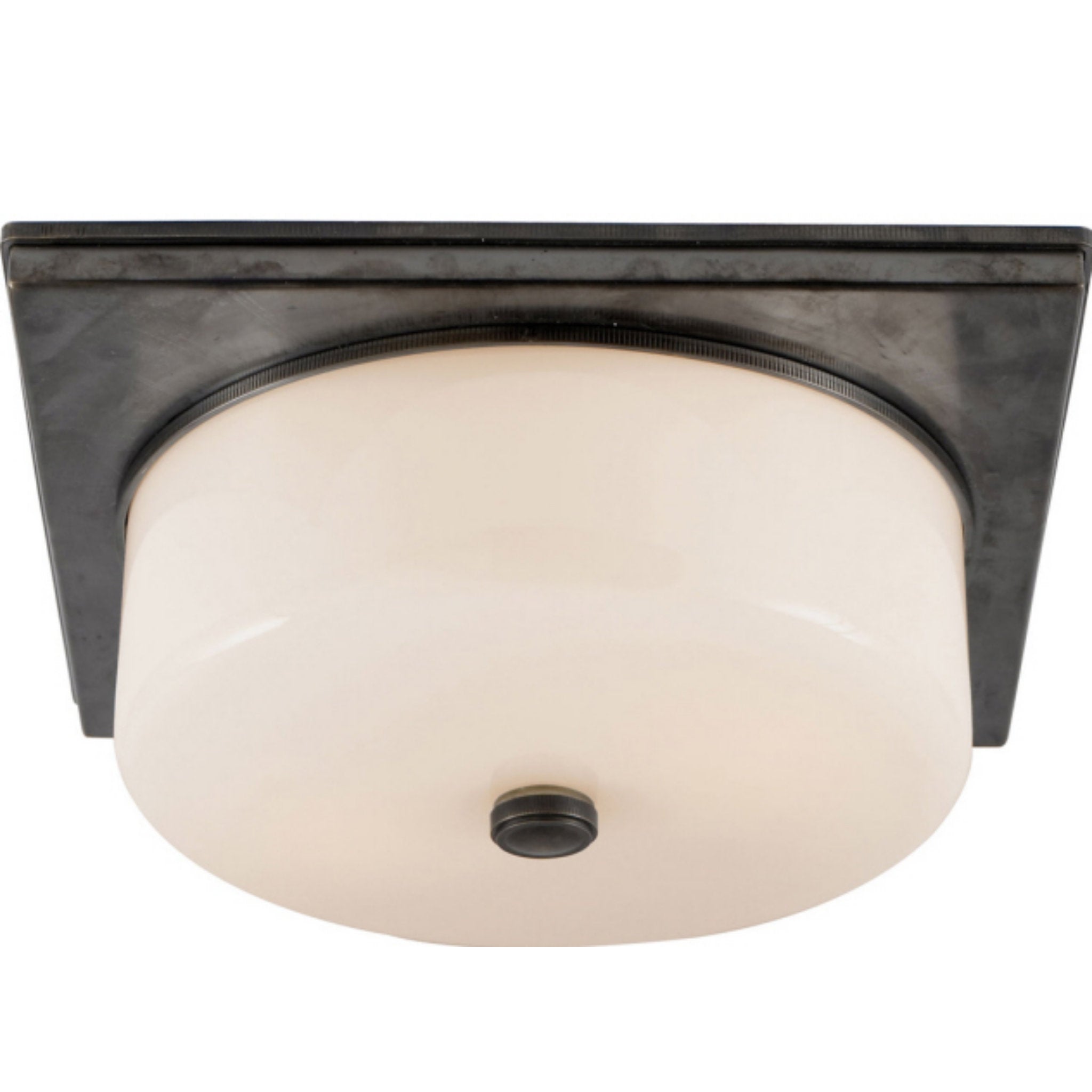 Thomas O'Brien Newhouse Circular Flush Mount in Bronze with White Glass