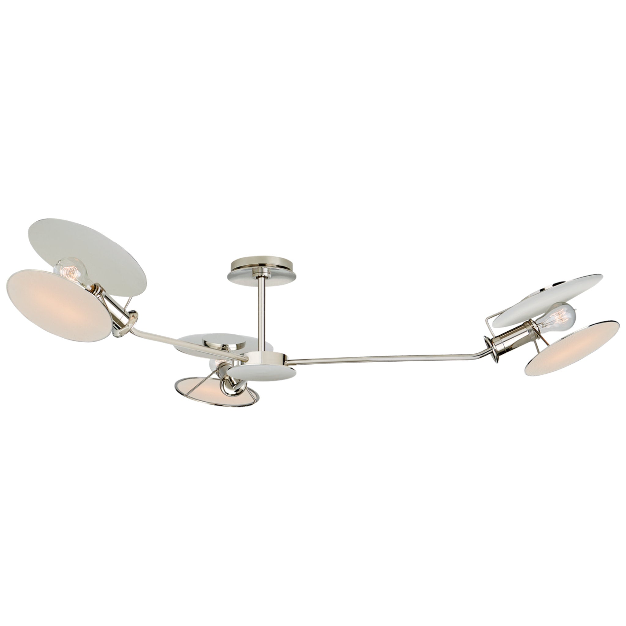 Thomas O'Brien Osiris Large Asymmetric Semi-Flush Mount in Polished Nickel with Linen Diffusers