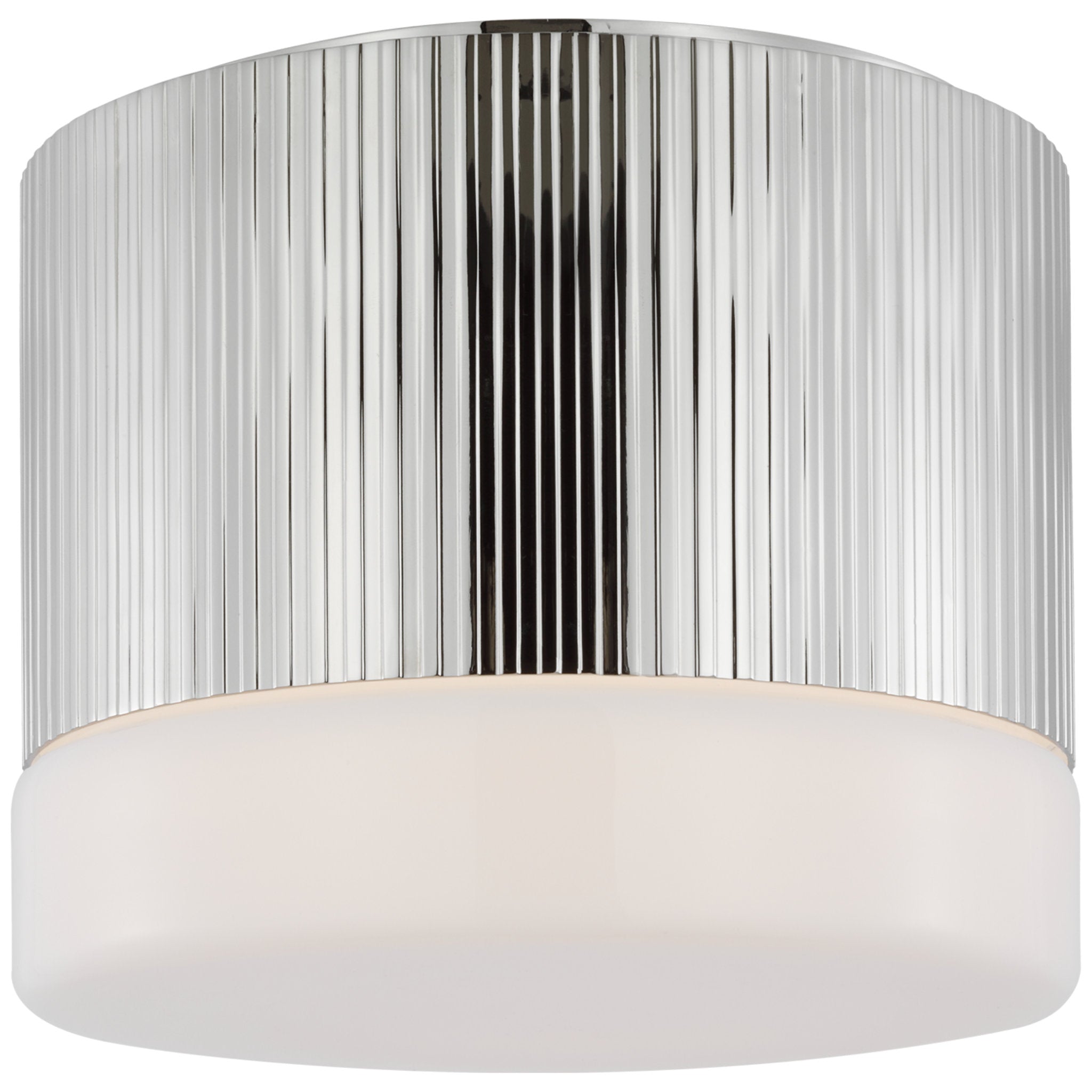 Thomas O'Brien Ace 7" Flush Mount in Polished Nickel with White Glass