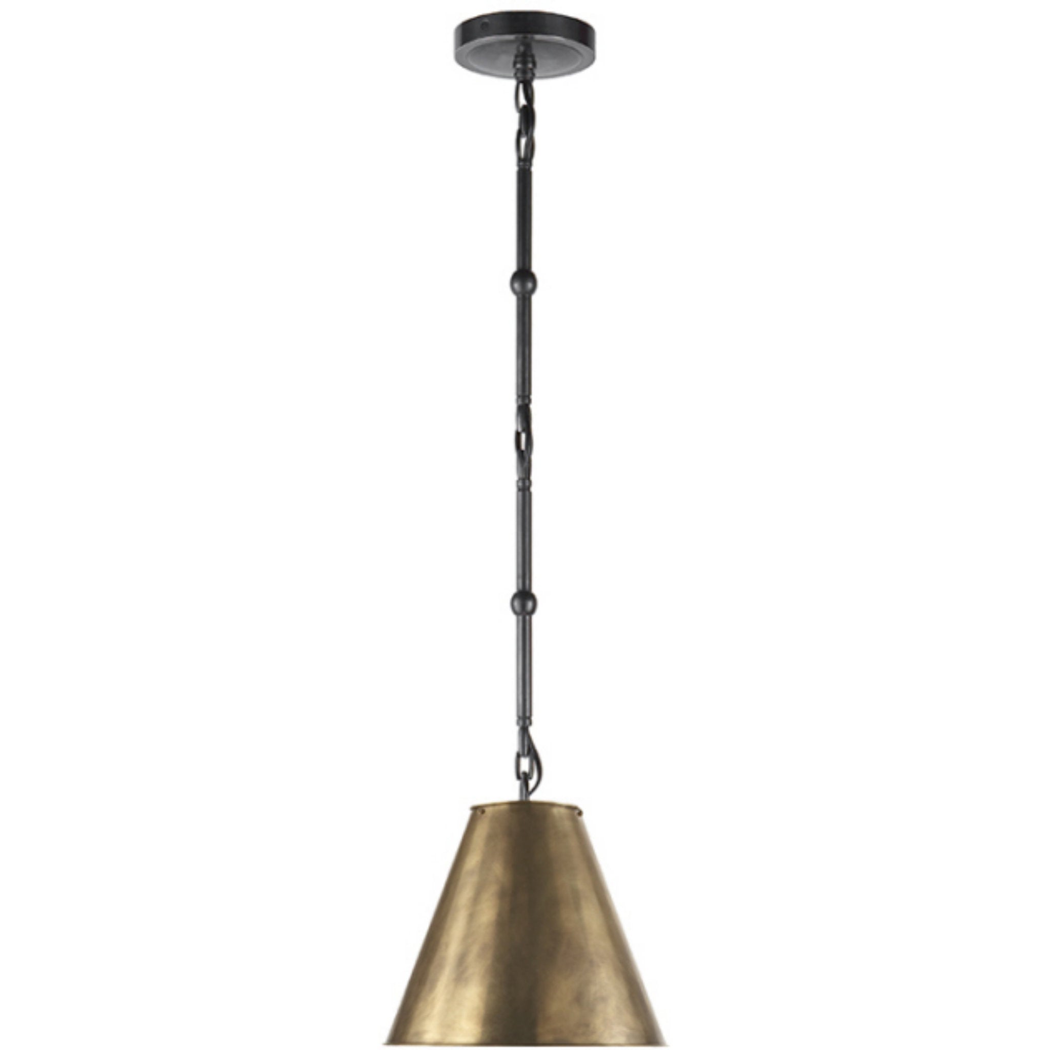 Thomas O'Brien Goodman Petite Hanging Shade in Bronze with Hand-Rubbed Antique Brass Shade