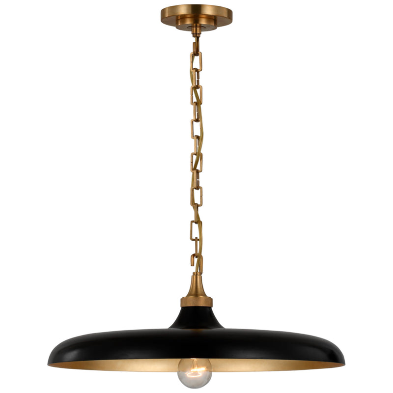 Thomas O'Brien Piatto Medium Pendant in Hand-Rubbed Antique Brass